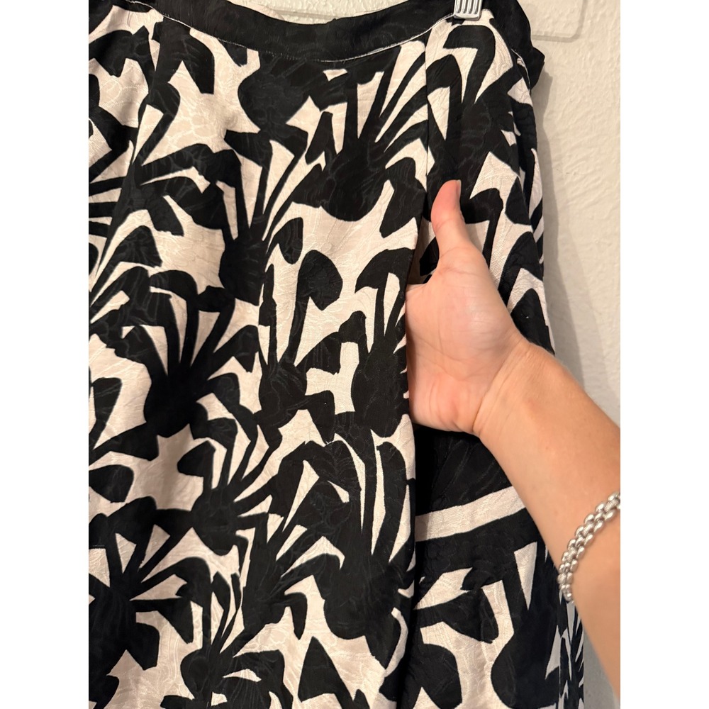 Tracy Reese Black Cream Floral Jacquard A-Line Midi Skirt with Tulle Lining 8 - Picture 2 of 11